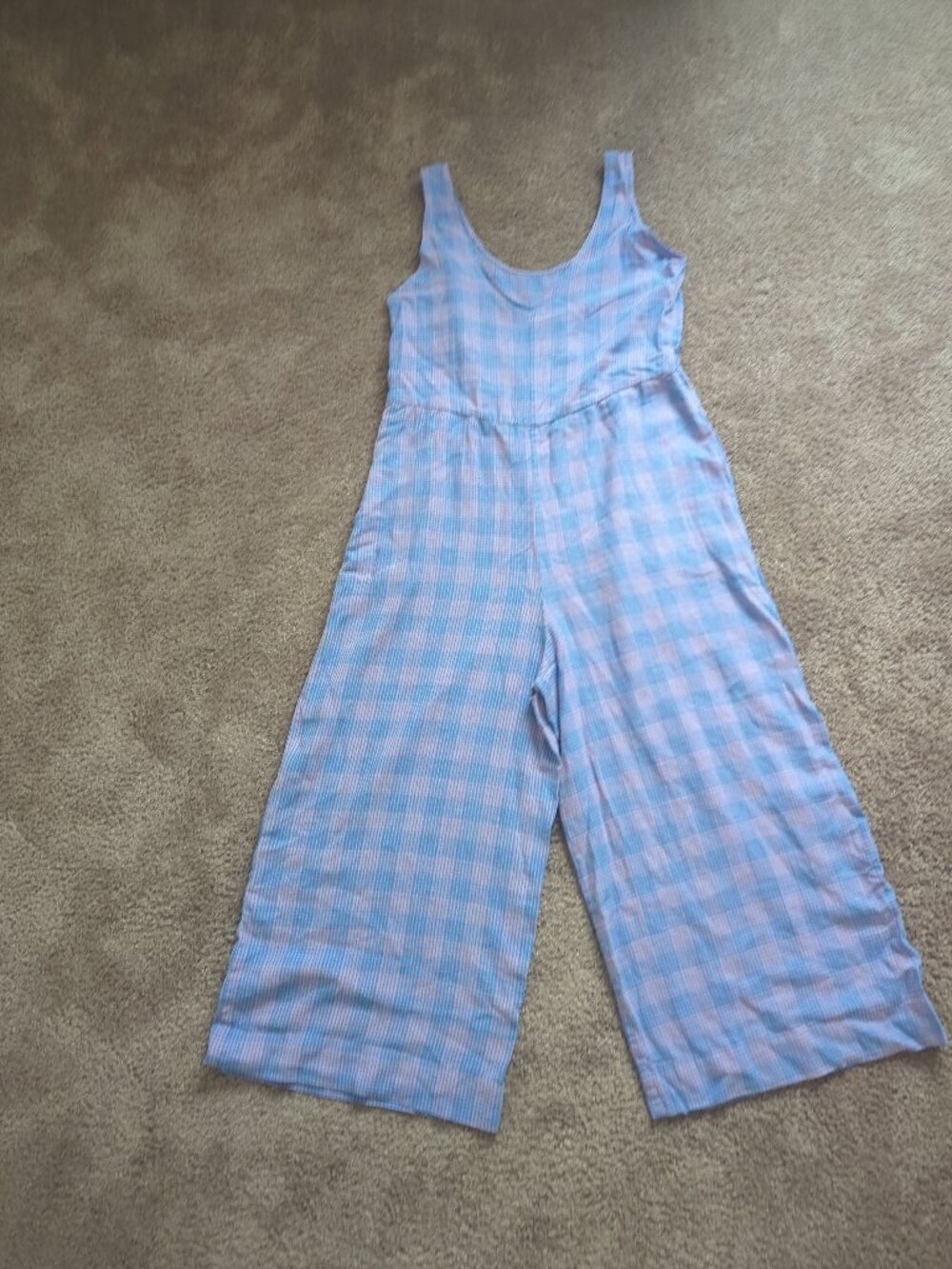 Patagonia Garden Island Blue Pink Plaid Jumpsuit Medium - Picture 4 of 12